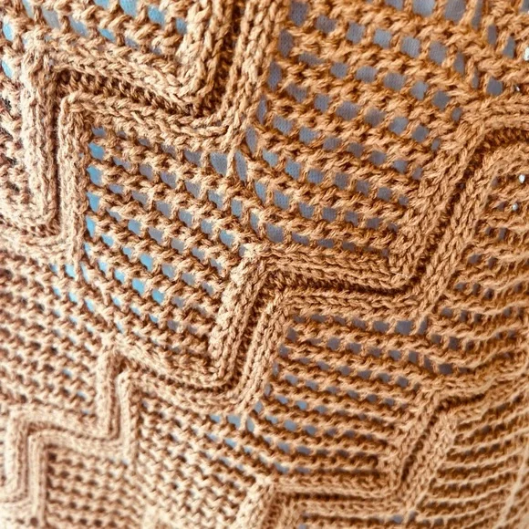 Rust Colored Crochet Poncho - Picture 2 of 3